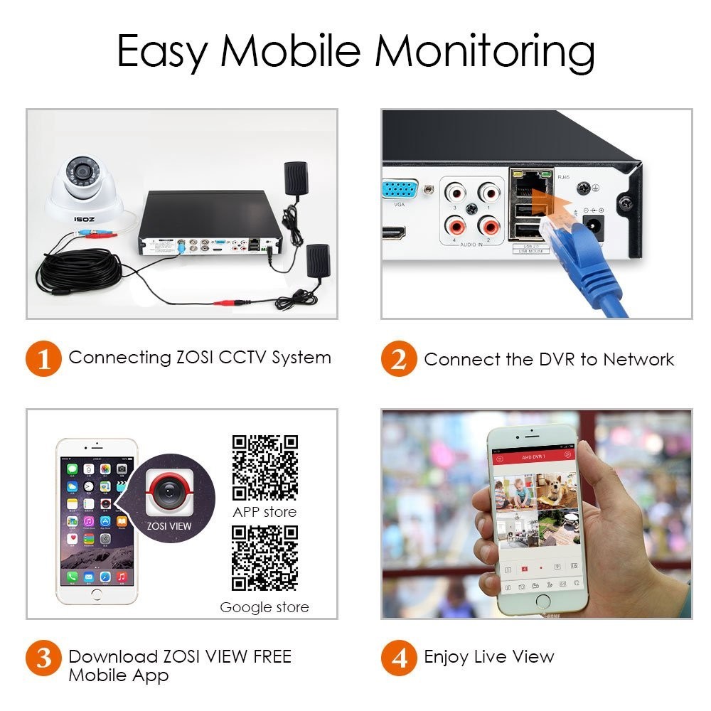 8CAM Security Camera System 720P Wired DVR Kit HD CCTV Outdoor/Indoor
