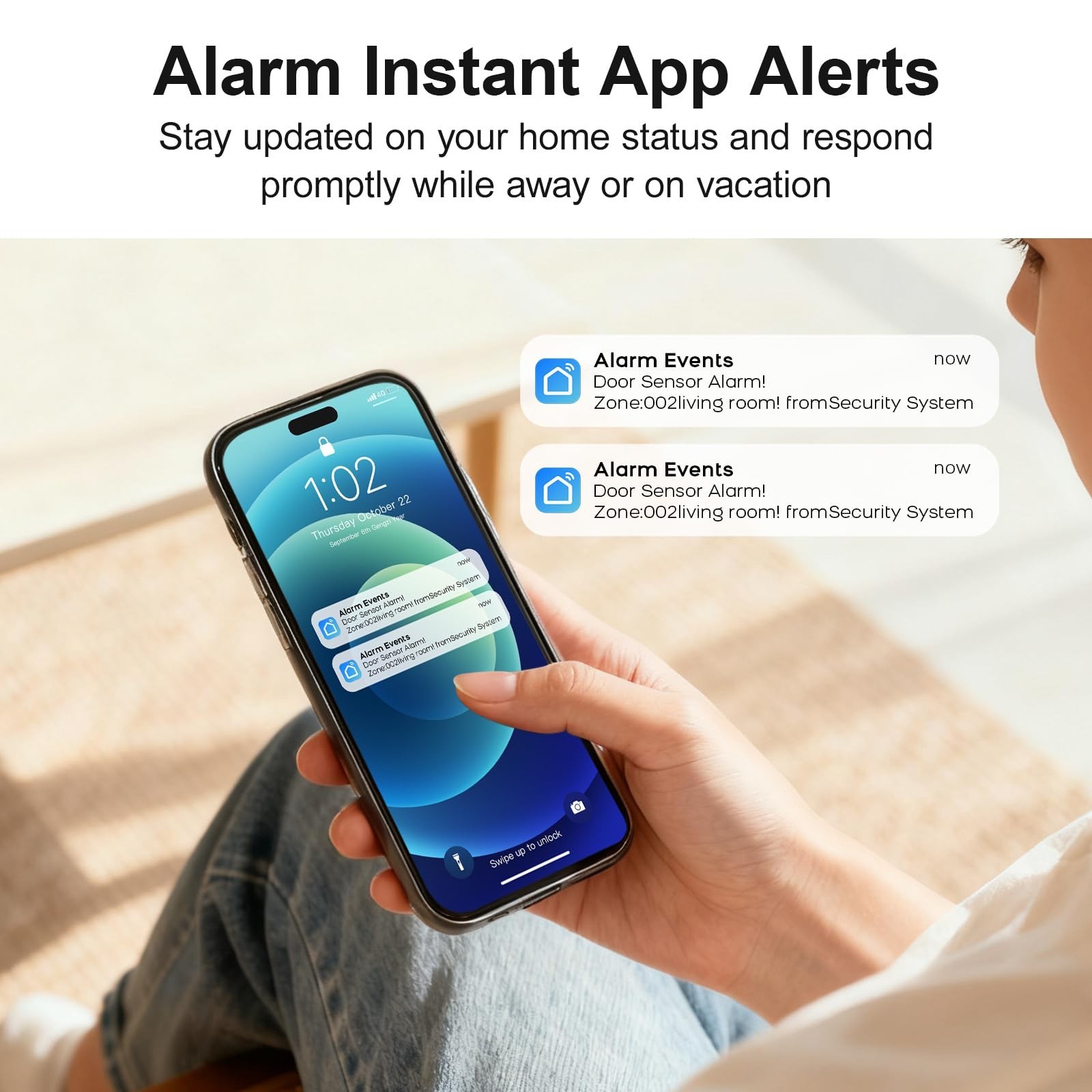 Home Security Wireless Alarm System, 24Pcs WiFi/GSM/4G, Loud Siren, Motion Senso