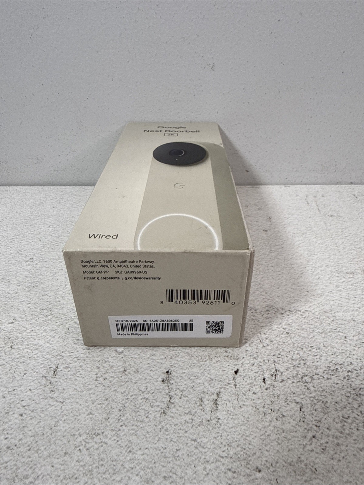 Google Nest Doorbell 2K Camera (Wired – 3rd Gen) Linen – New in Box
