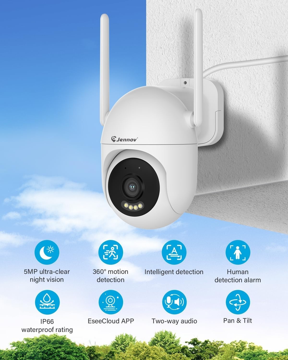Wireless 5MP Security Camera System with Remote Access & Motion Alerts – No Fees