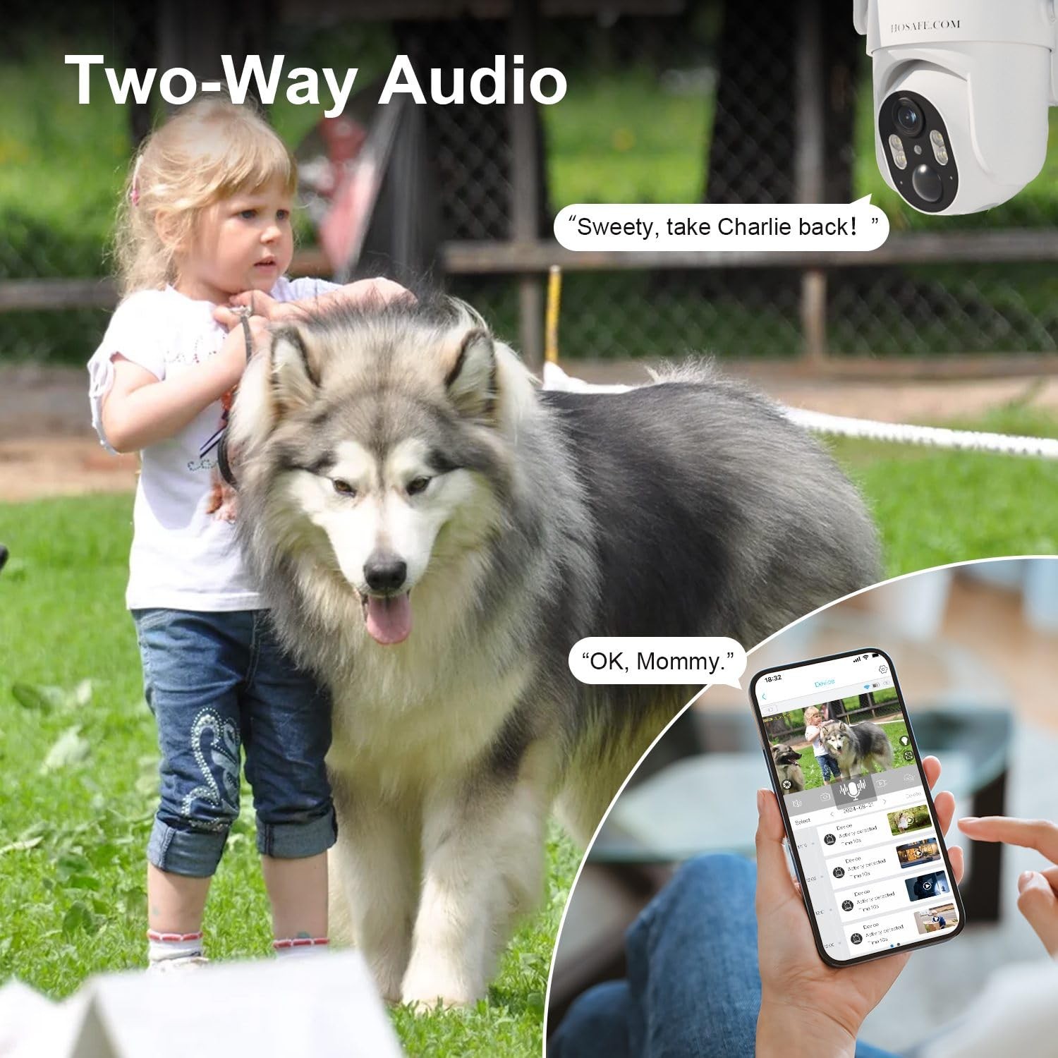 HOSAFE.COM Solar Security Cameras Wireless Outdoor, Free Cloud Storage, White