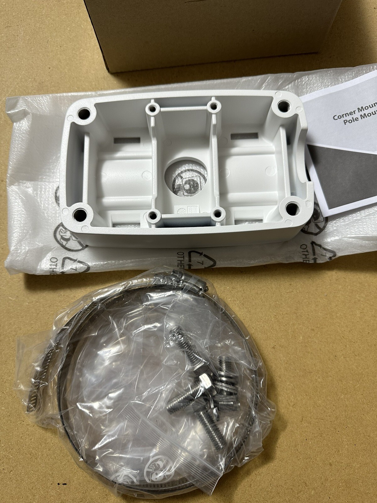 Hanwha Vision SBP-300PMW2 White Pole Mount Adapter Aluminum Security Accessory