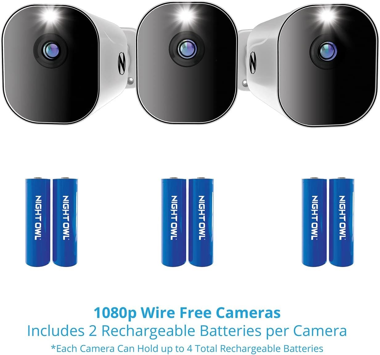 Night Owl 4K Wi-Fi NVR W/1TB Hard Drive & 3 Battery 1080P HD Spotlight Cameras™