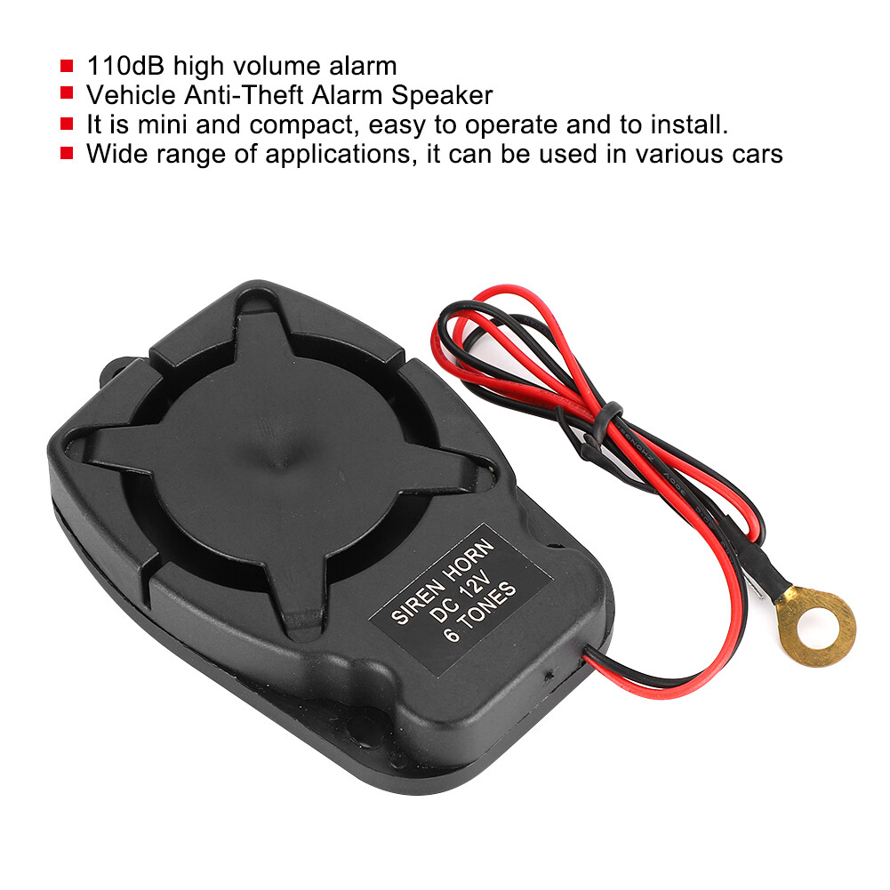 Car Alarm Speaker Horn With 6 Sound 110db DC12V Security System Accessories For