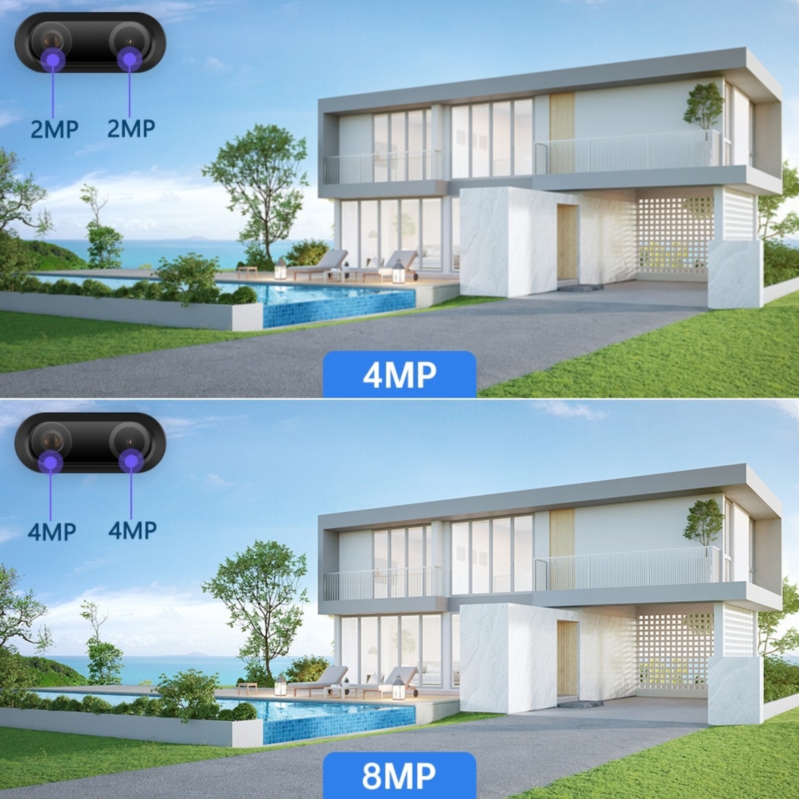 BESDER 8MP 4K 8x Hybrid Zoom 2.8+12mm Dual Lens PTZ IP Camera WiFi Human sensor