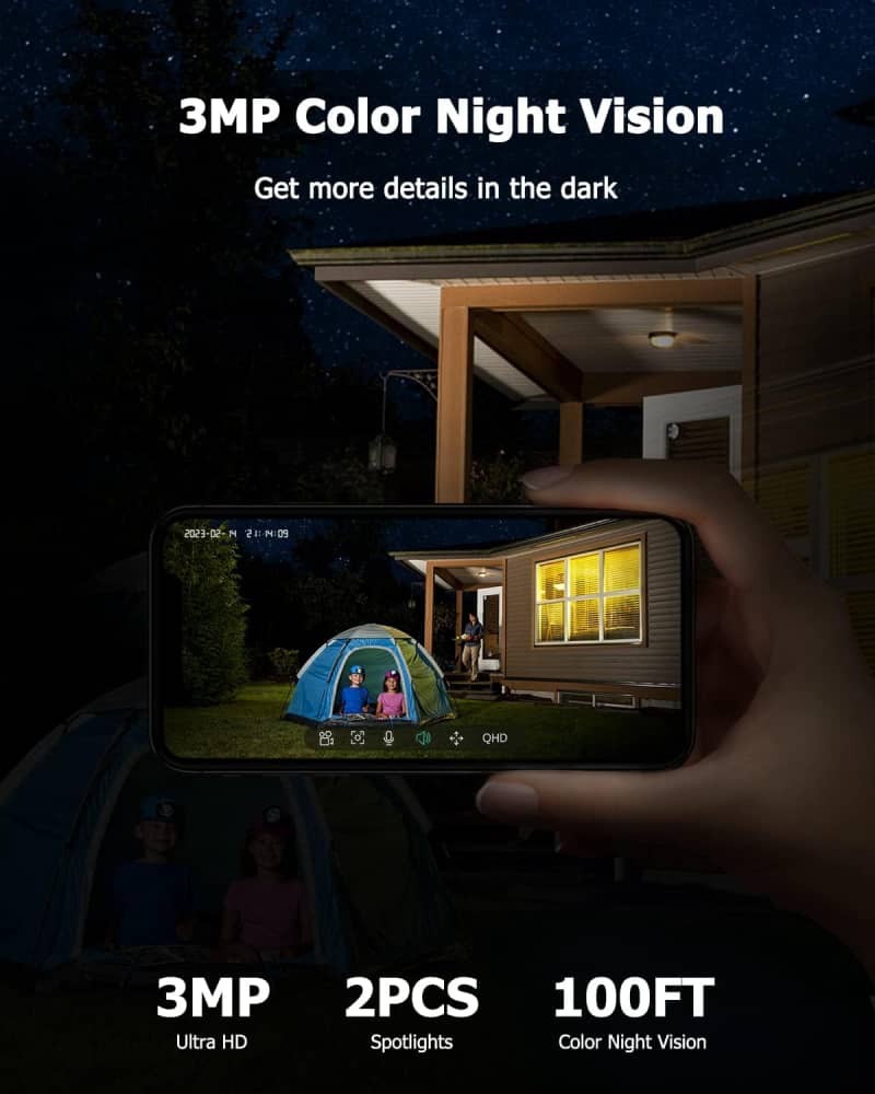 Rebluum 2K Solar Security Camera Wireless Outdoor 360° PTZ Night Vision WiFi