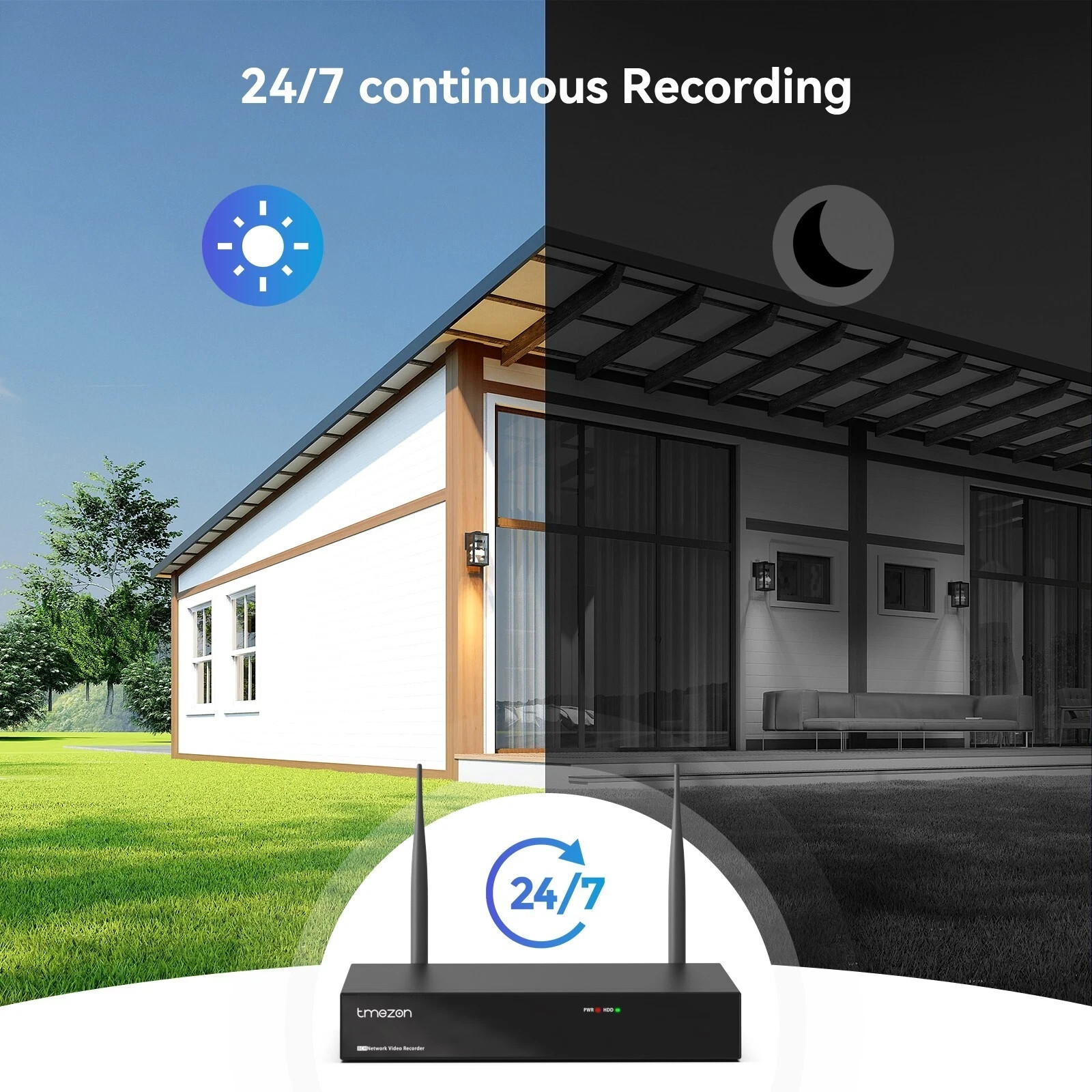 Wireless 5MP 10CH NVR 3MP Two Way Audio AI Security Camera System Outdoor 2TB HD