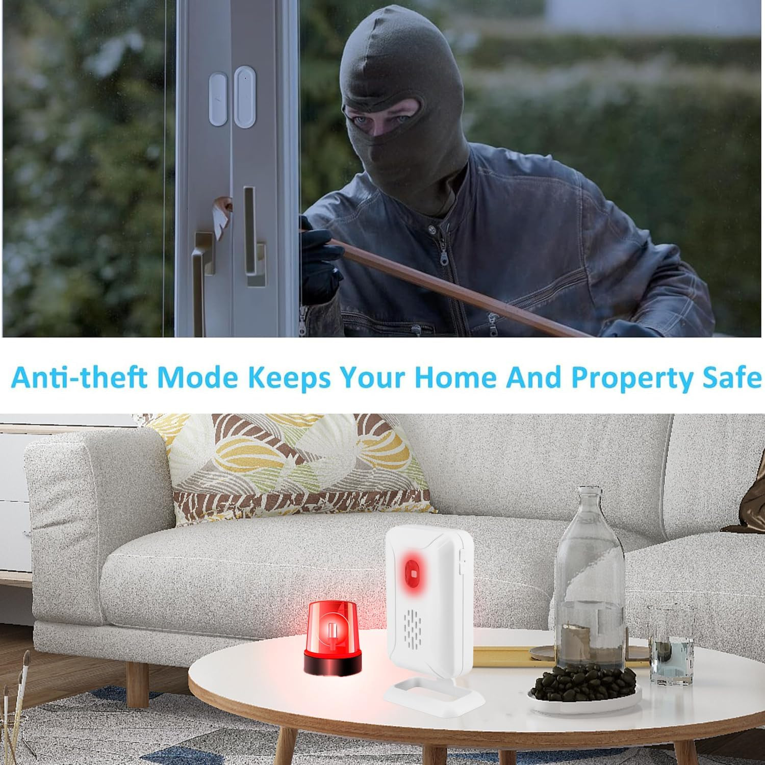 Door Open Alarm with Portable Receiver,Wireless Battery Operated Door Alarm,Wire