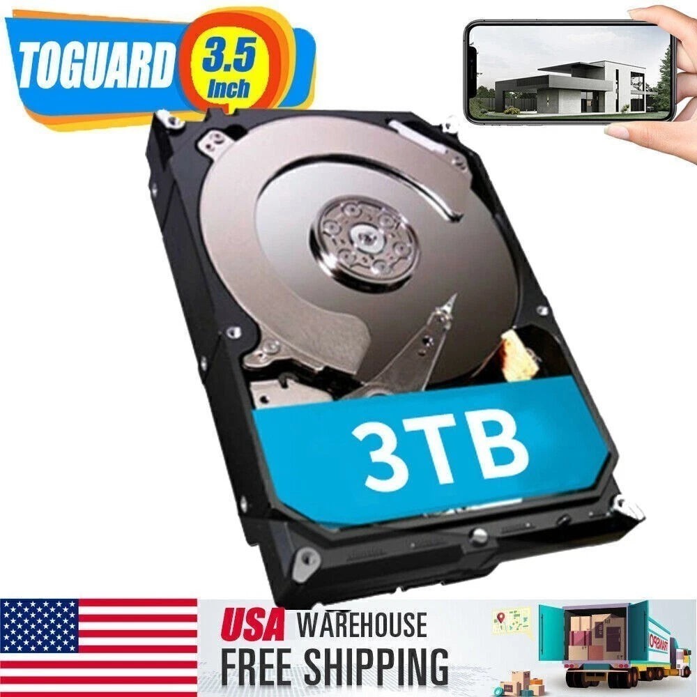 TOGUARD 3TB Hard Drive 3.5” HDD For Outdoor Home Security Camera System CCTV US