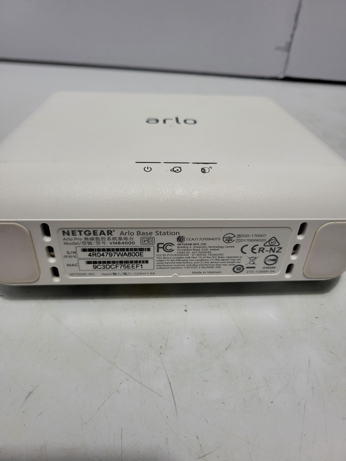 Netgear Arlo Pro VMB4000 Wireless Security Camera Base Station With AC Adapter