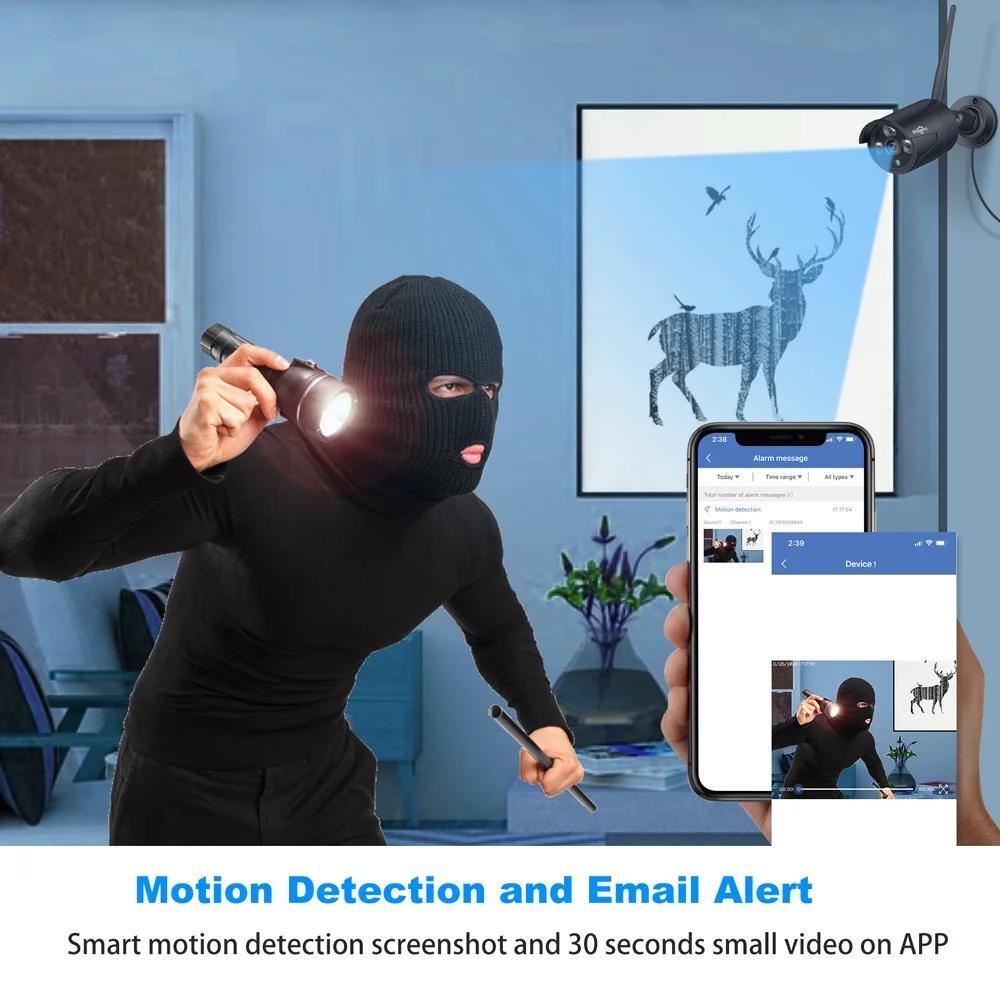 Security Camera System 4Pcs Wireless Wi-Fi With Audio Recording Nightvision Wate