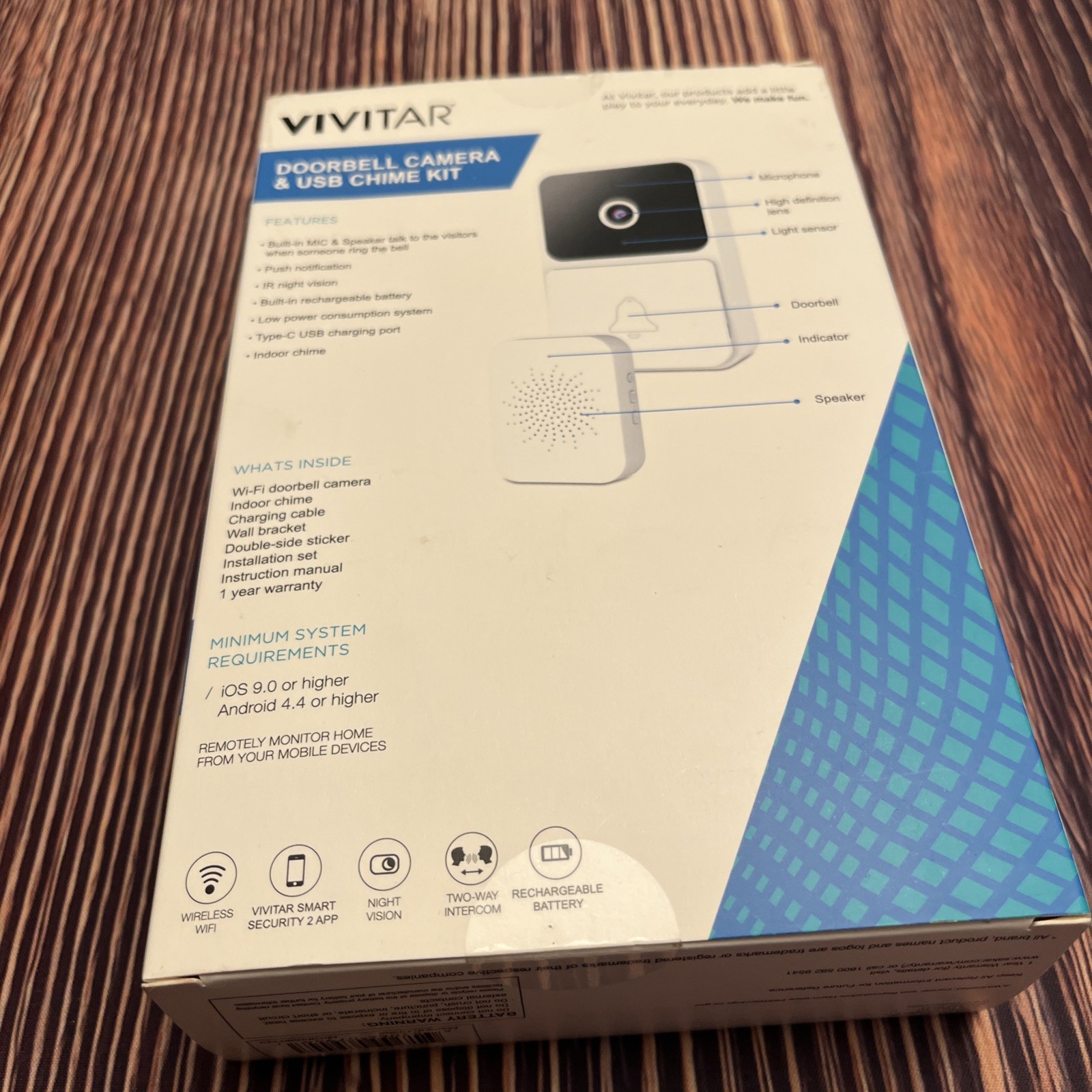 Vivitar Security Video Doorbell & Chime Kit WIFI White DB201 NOC – New Open Box