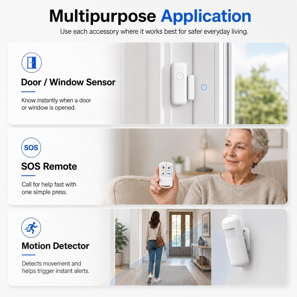 Wireless Home Security System for House & Apartment, 8-Piece DIY Alarm Kit with