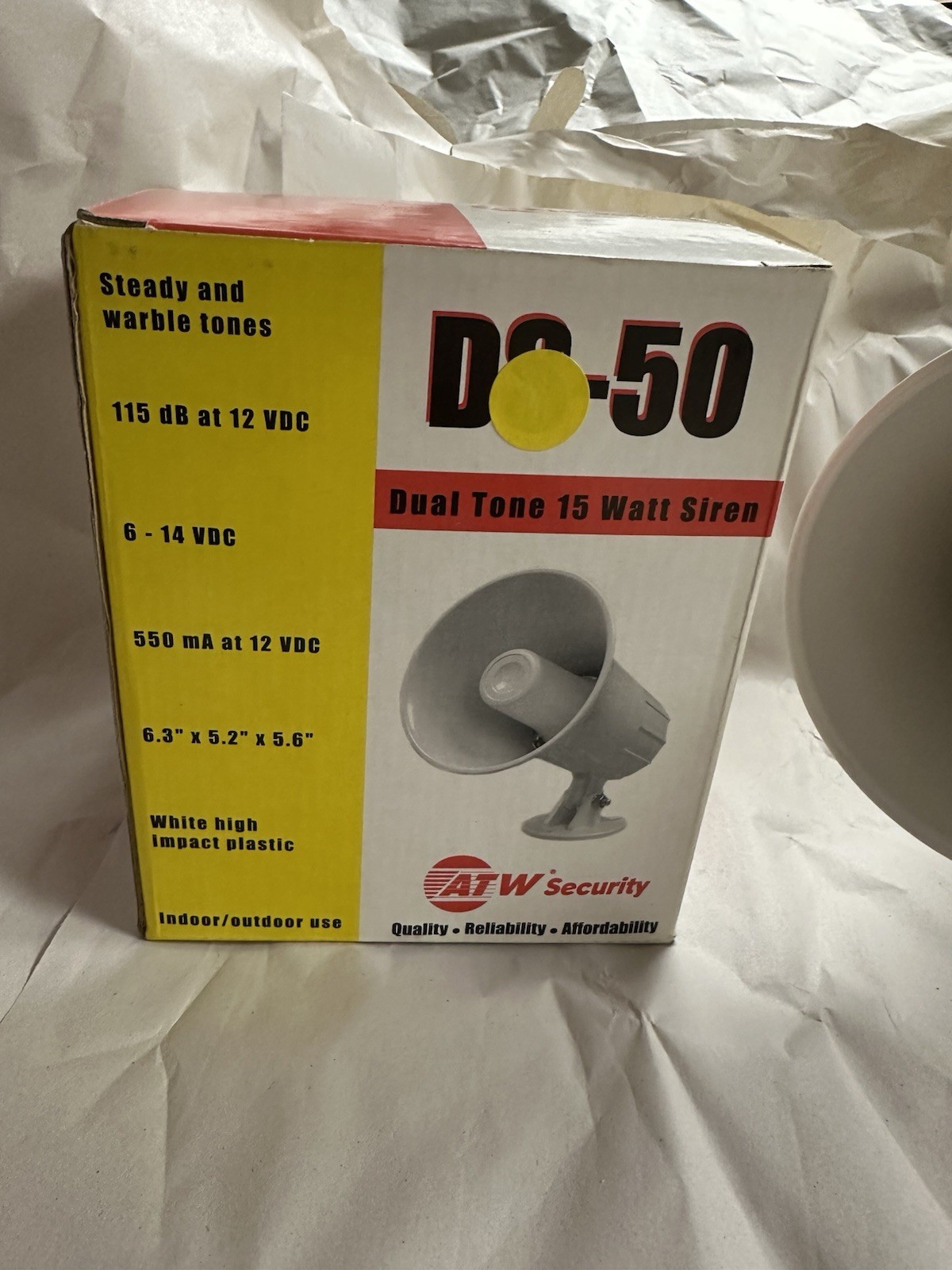 NEW ATW Security DS-50 Dual Tone 15 Watt Siren, White