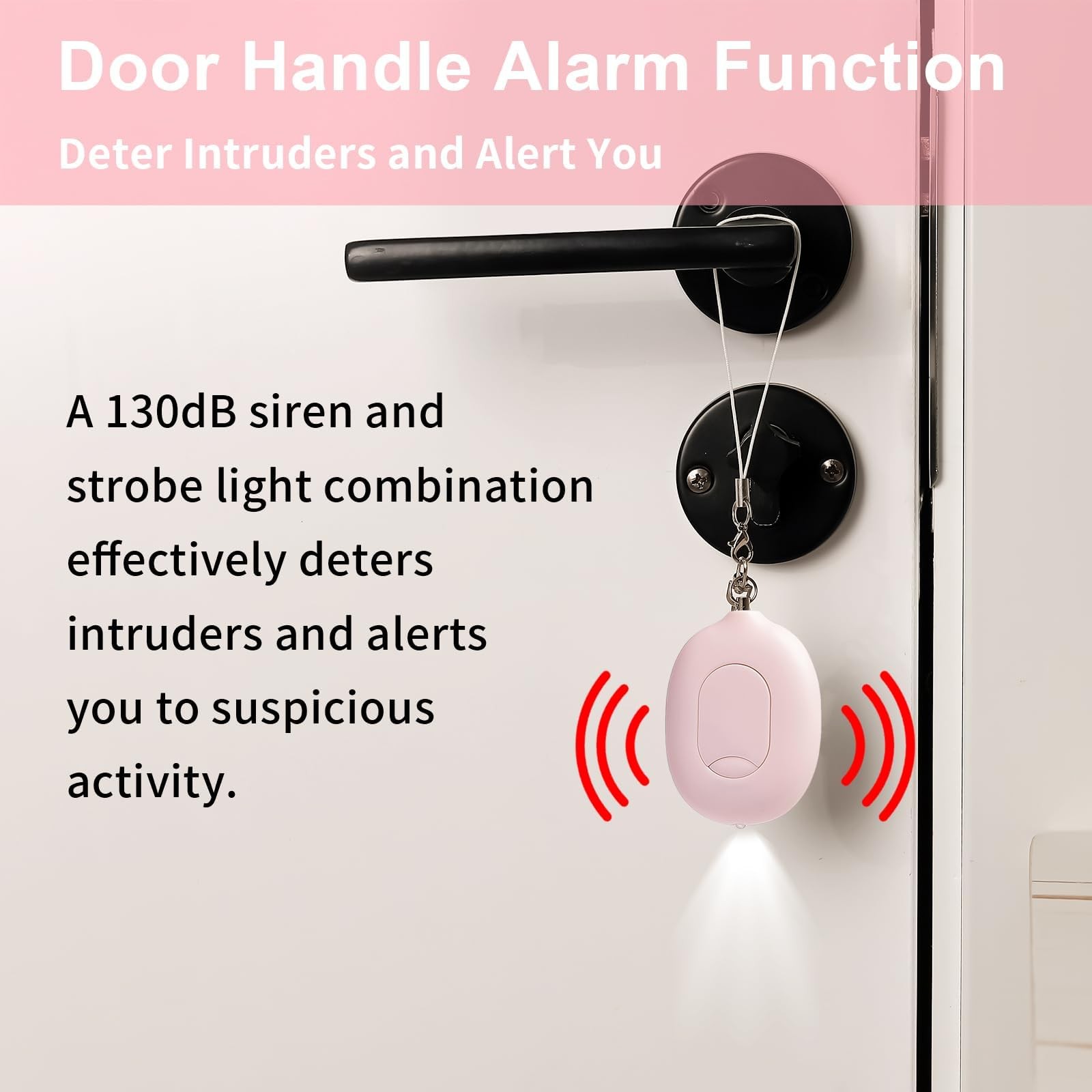 3-in-1 Personal Alarm & Door Handle Alarm & LED Light and Jeweled Pepper Spra…