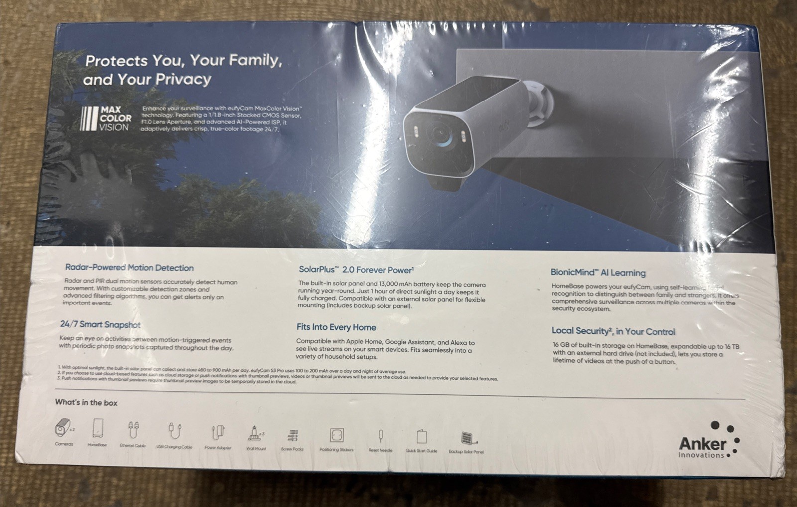 eufy eufyCam S3 Pro Outdoor Security Solar Cameras Kit 4K MaxColor Night Vision