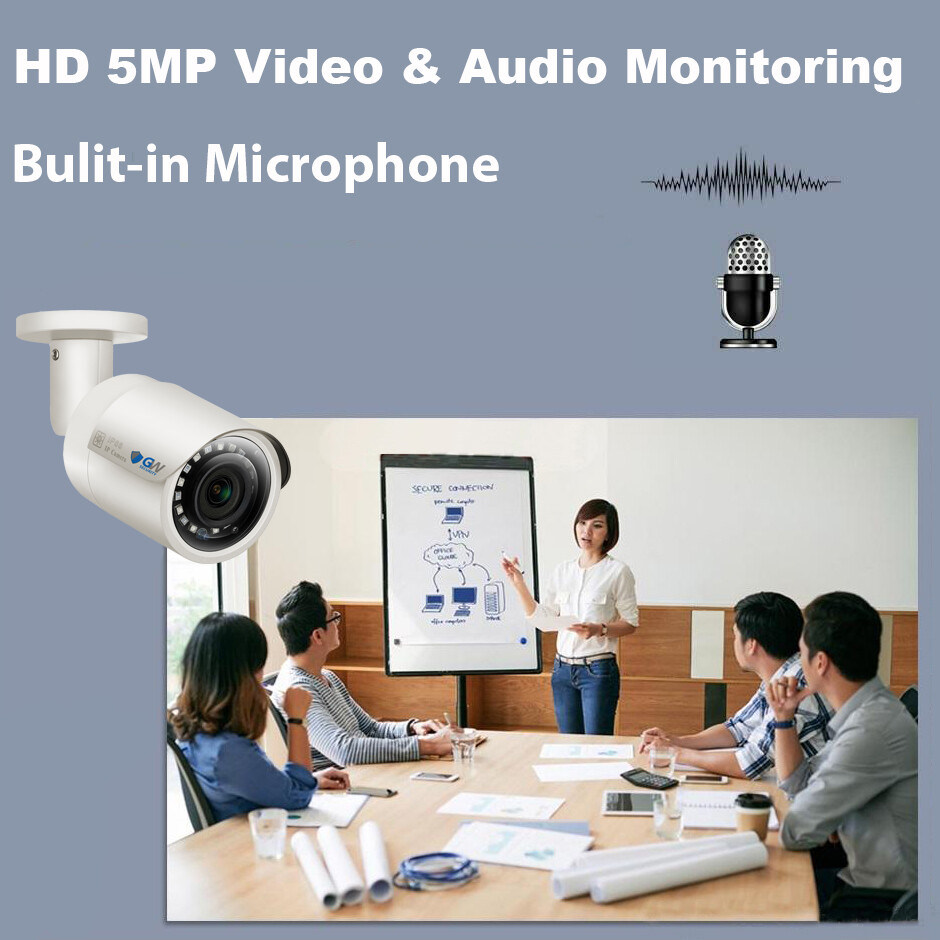 8 Channel 8MP 4K NVR 8 X 5MP PoE Microphone Outdoor Home Security Camera System