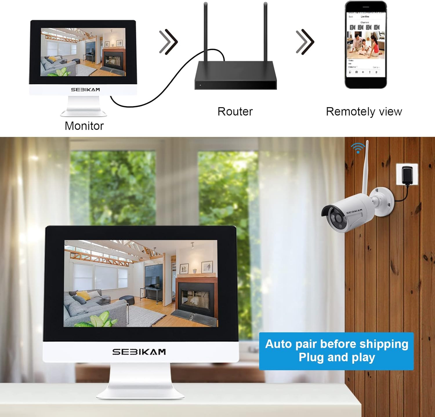 10.1″ Wireless Security Camera System with 4 HD Cameras & 2-Way Audio