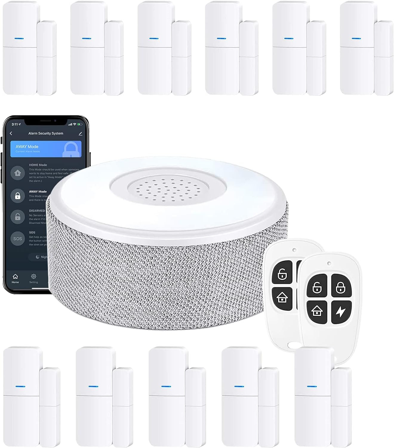 Home Alarm System 8 Pieces-Kit Bundle with 6 Pack Contact Sensors