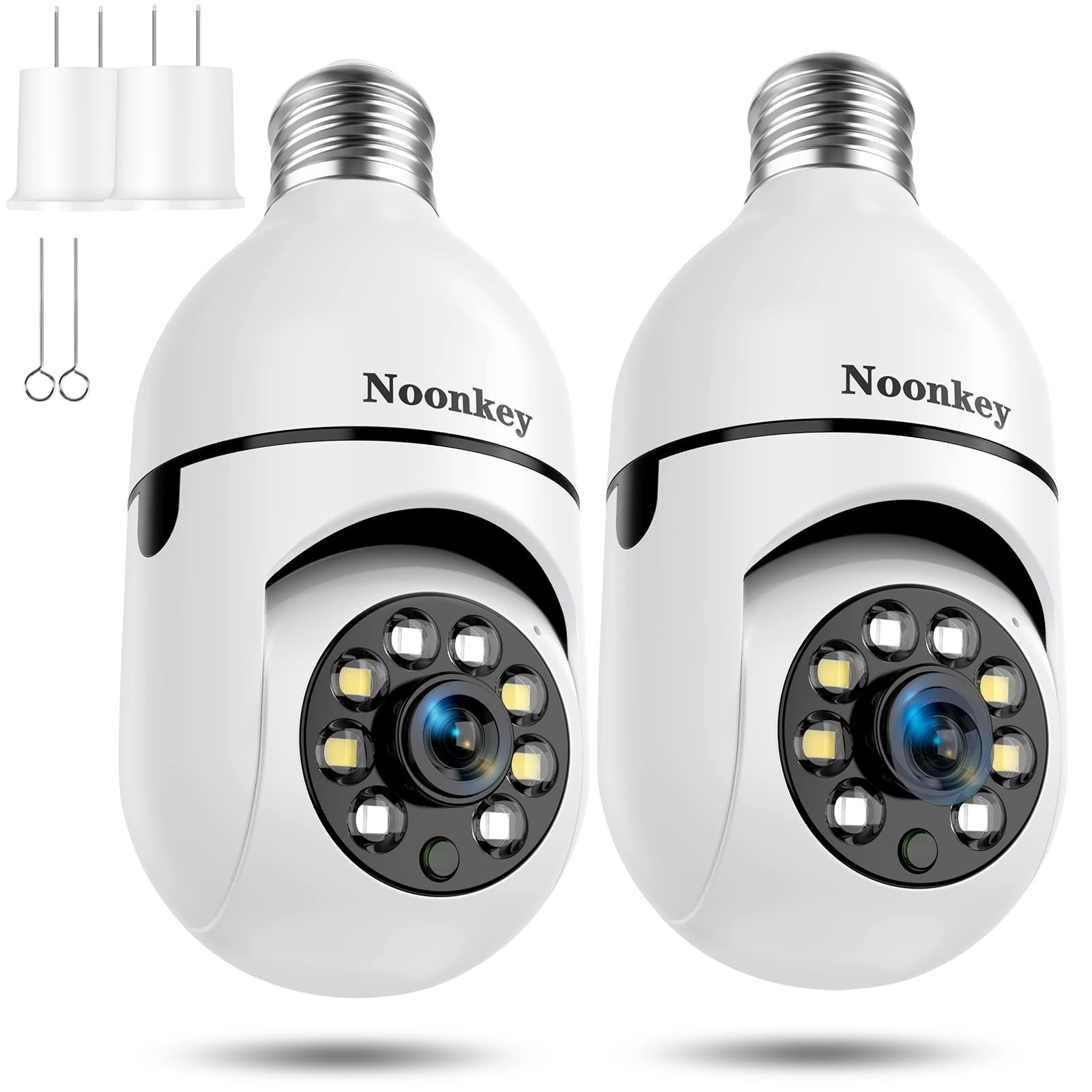 Noonkey 2K/3MP Light Bulb Security Camera, WiFi 360° Outdoor IP Camera