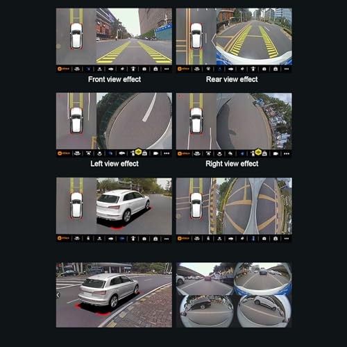 360 Car Camera, Panoramic Surround View Camera System Front Rear 1080P, Black