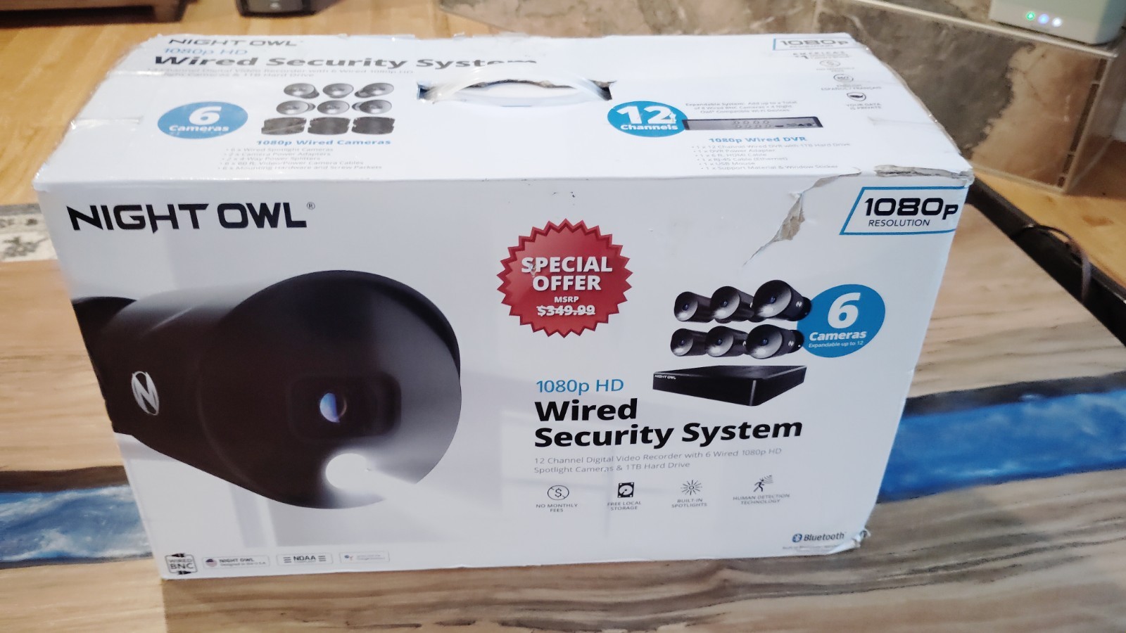 night owl 1080p hd wired security system 1TB hard drive and 6 camera’s