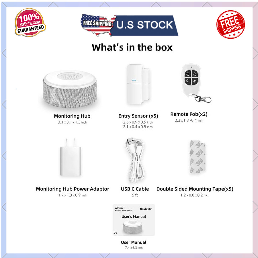 WiFi Door Alarm System, Wireless DIY Smart Home Security System, 8 Pieces-Kit