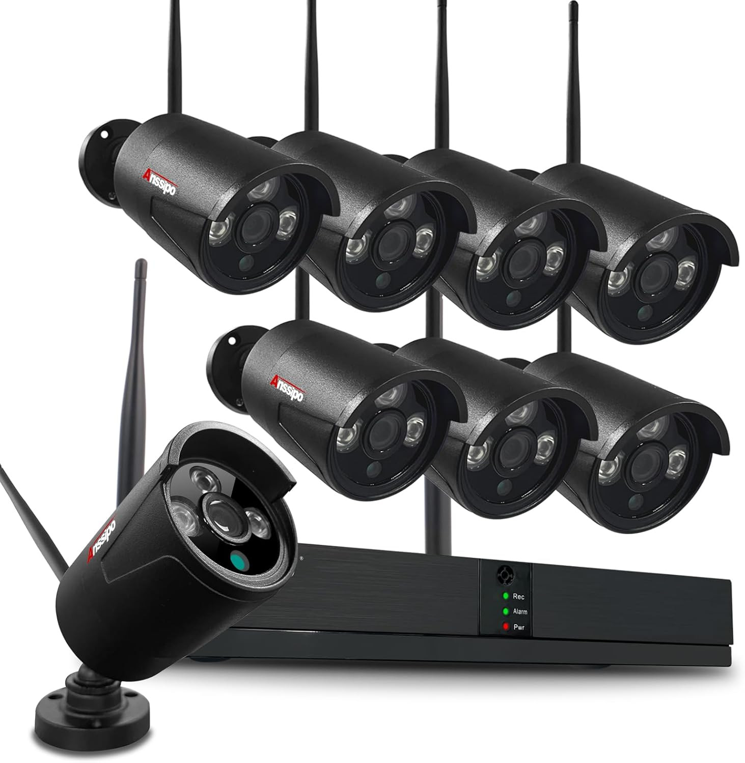 4K Home Security Camera System, 8Pcs 5MP Corded Power Wifi Surveillance Cameras