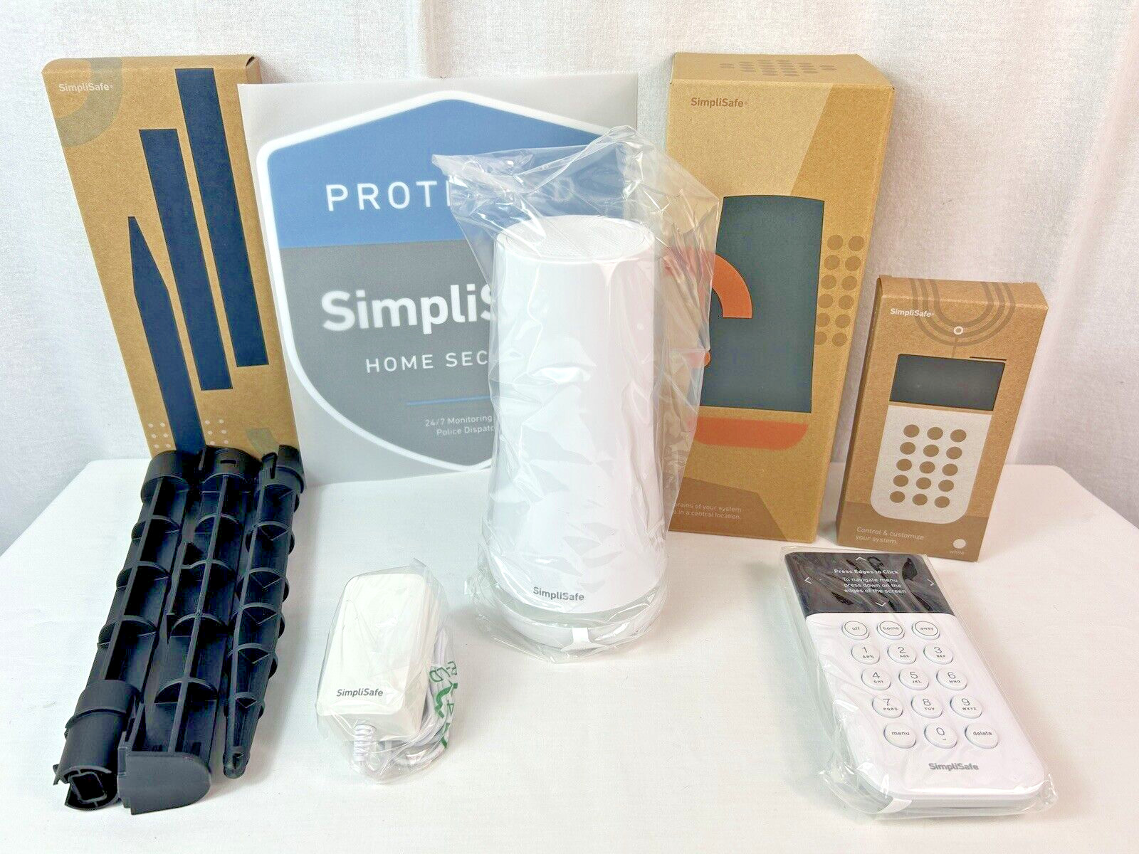 NEW SimpliSafe Base Station BS3W w/ Power Adapter & KP3W Keypad, Sign & Stakes