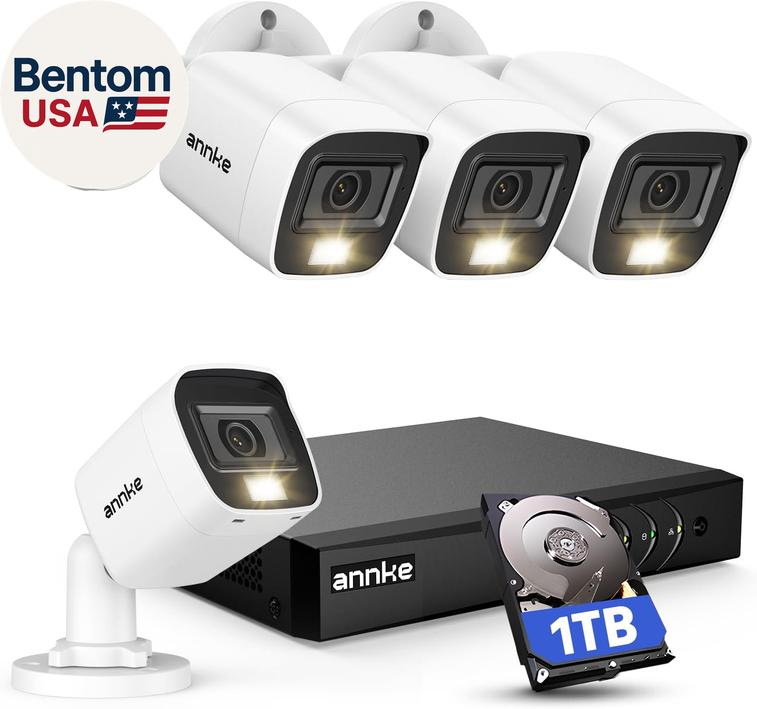 8CH 2MP Security Camera System, 8 Channel H.265+ DVR Recorder, AI Human/Vehicle