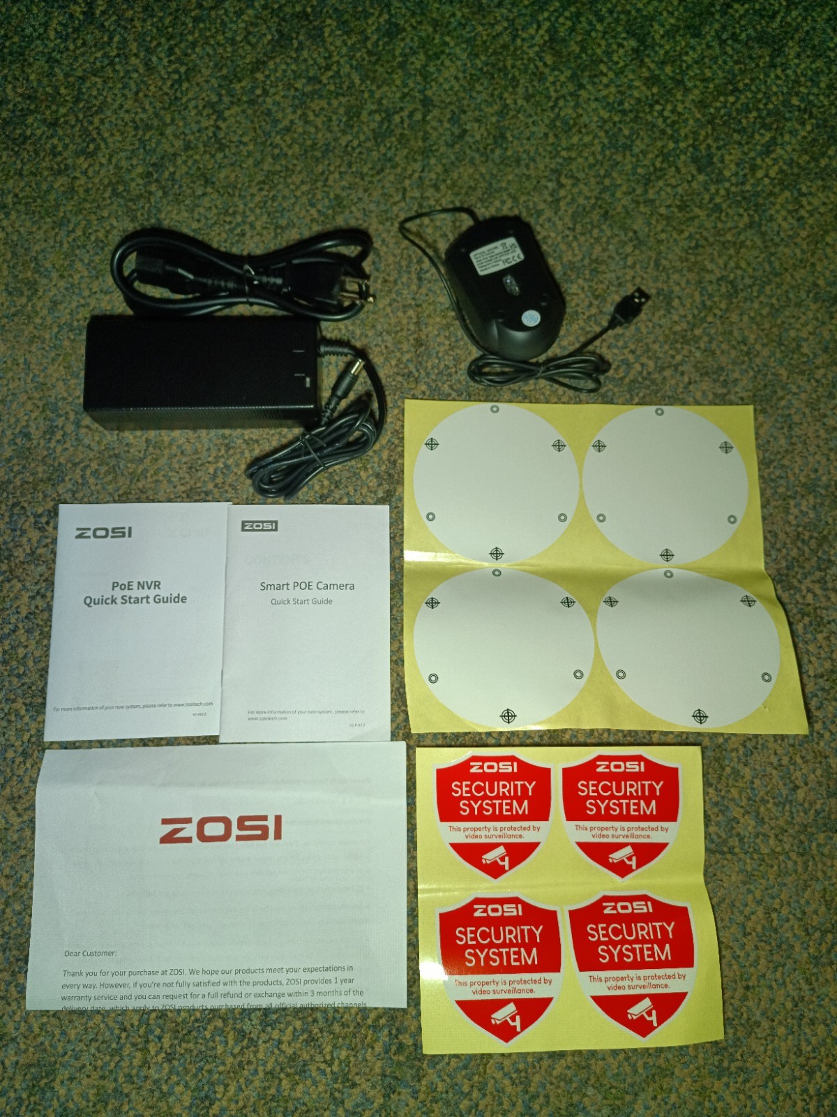 NIB Zosi 8HQ-4295B4-20-US POE 8 Chan (4)5MP Cameras With 4K NVR & Patch Cables