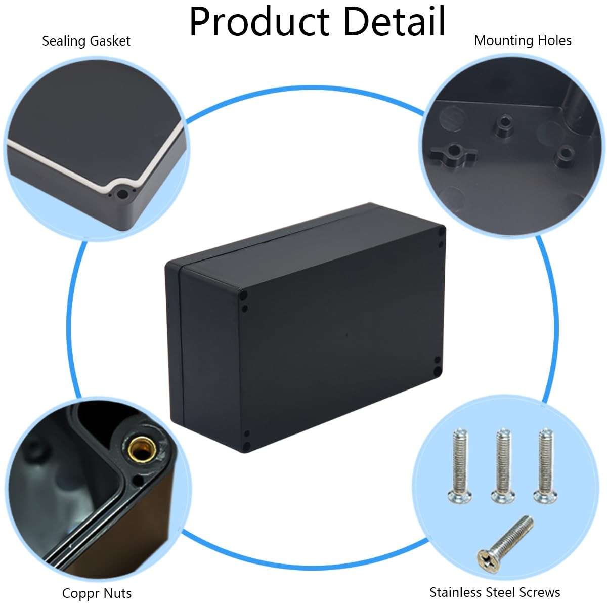Junction box, Raculety Electrical Project Case Power 7.87″x4.72″x2.95″, Black