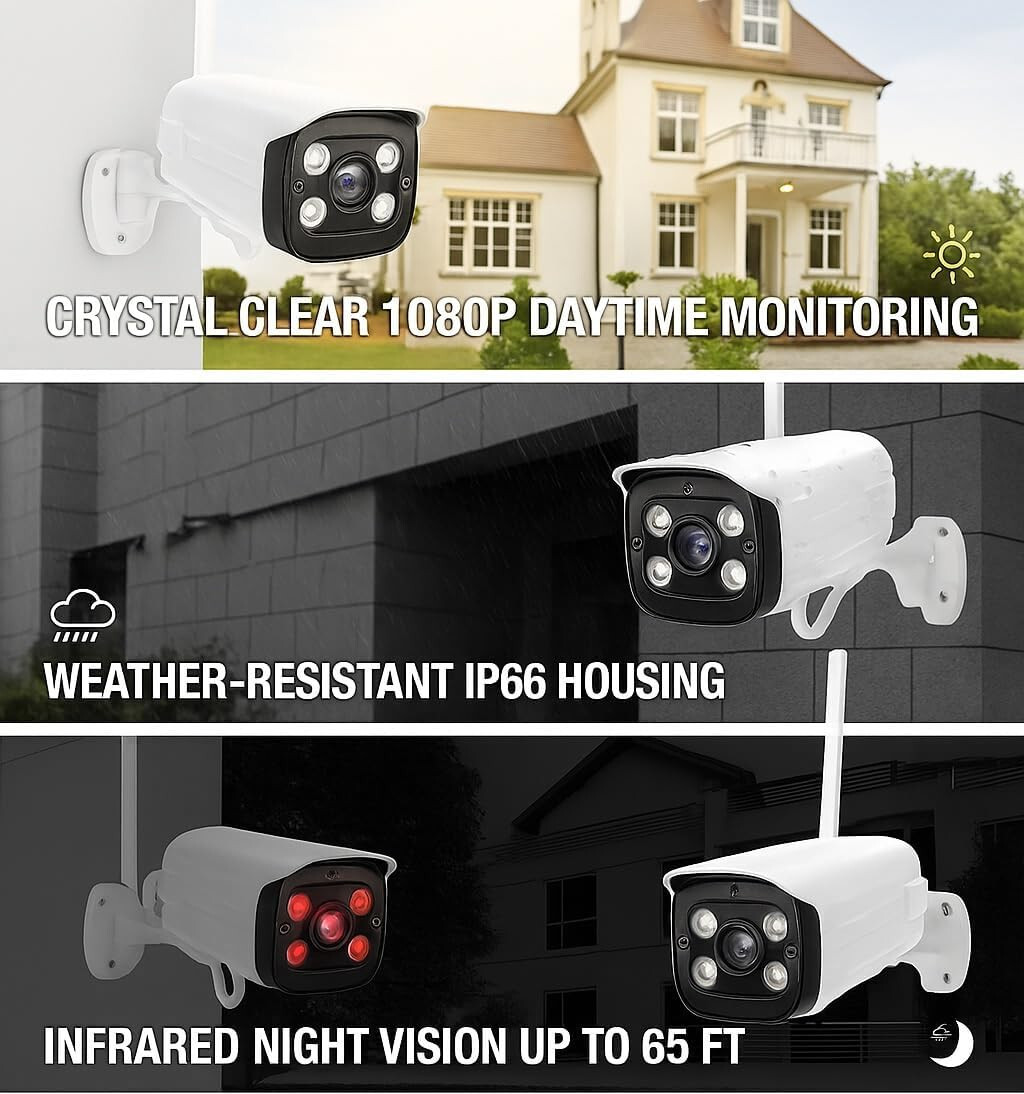 Supersonic SC-5004NVR-Kit 4CH 1080P WiFi Security Camera System, 1TB HDD, 2-Way