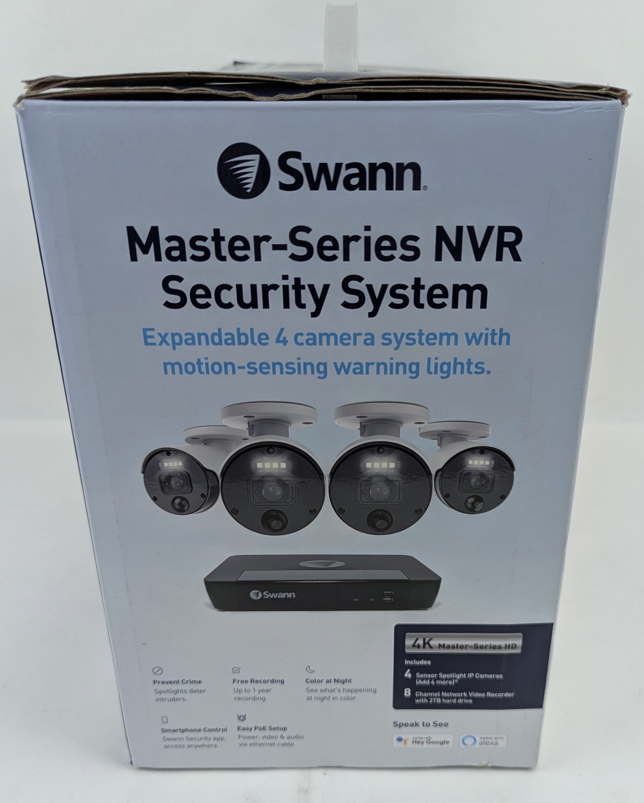 Swann Master Series Home 8-Channel 4-Camera 4K UHD Indoor/Outdoor PoE Wired