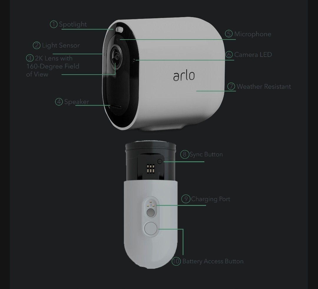 Arlo Pro 3 VMS4240P-100NAS 2K QHD Wire-Free Security Camera System (VMC4240P)