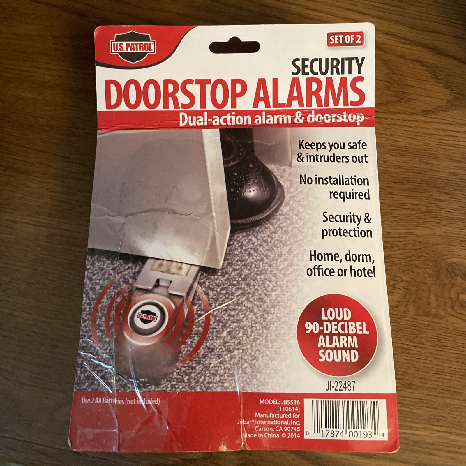 New Never Opened. Security doorstop alarm by us patrol set of 2. Loud 90db alarm