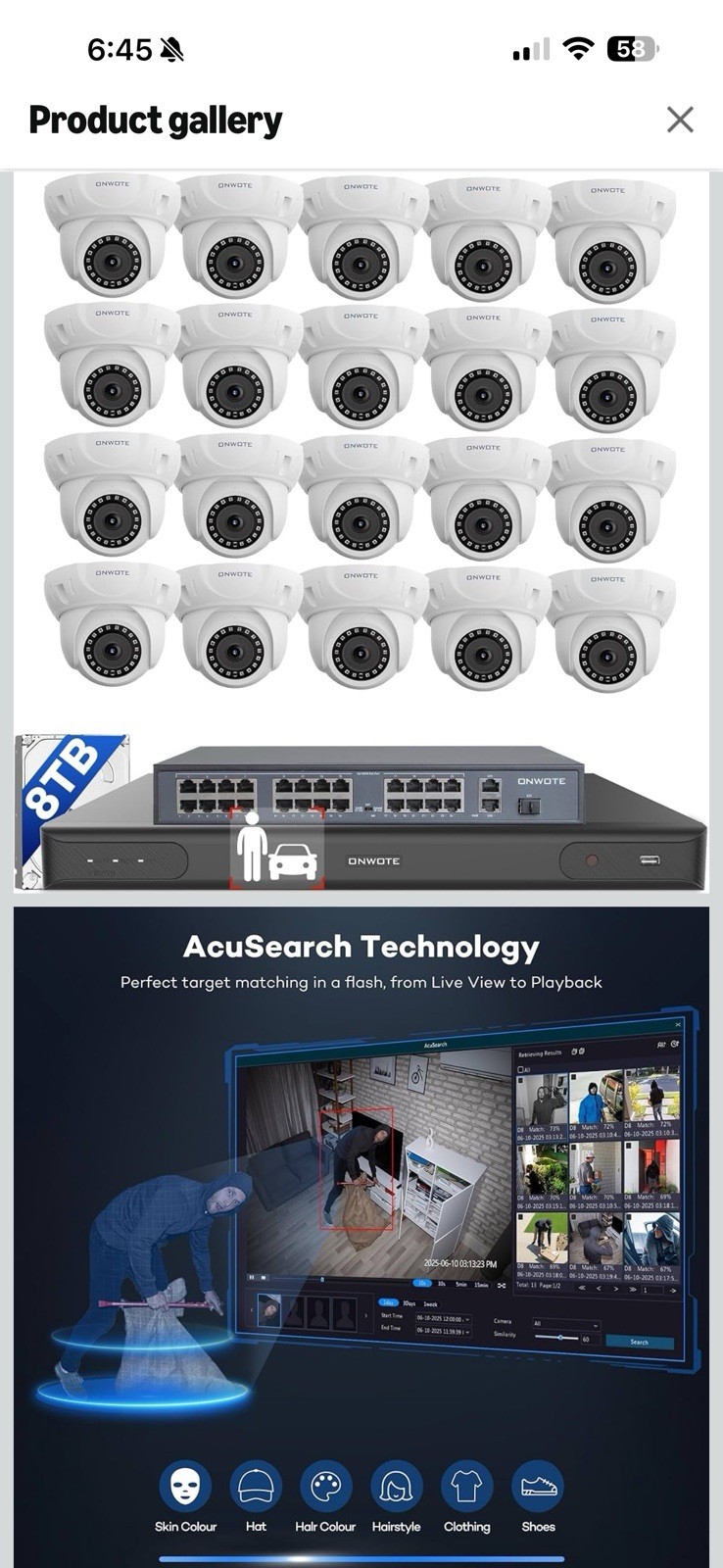 ONWOTE 32 Channel 12MP NVR, 20x 8MP PoE Security Camera System 8TB, Facial Recog