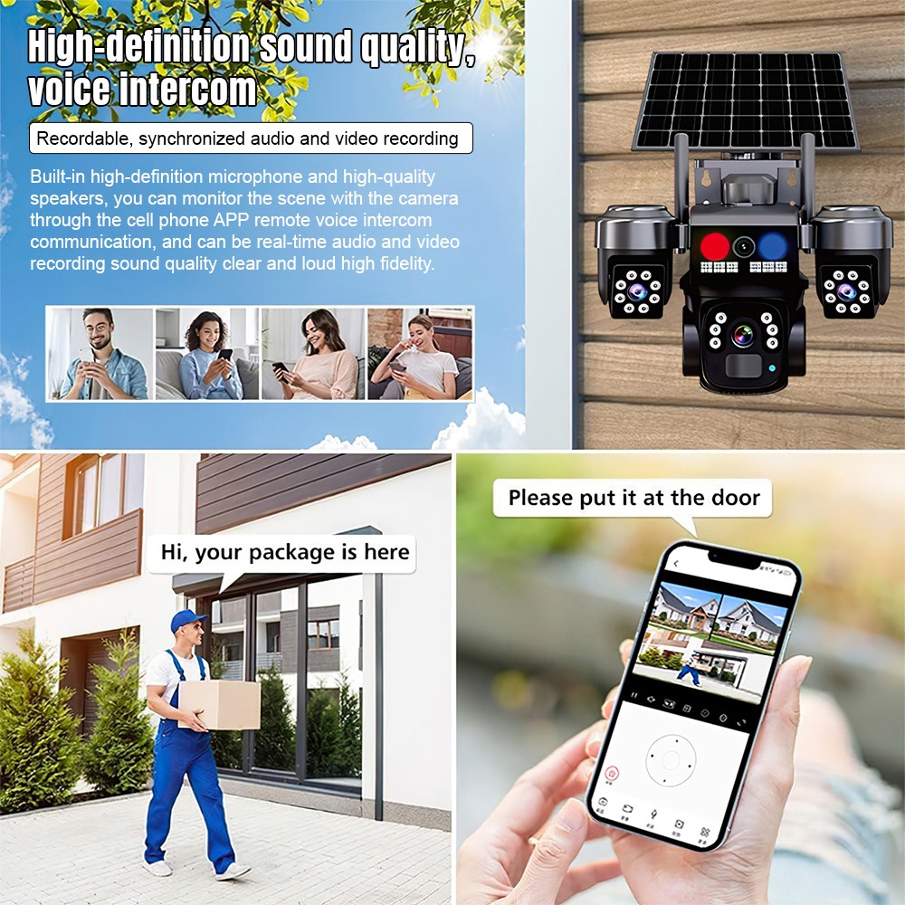 Solar Battery Powered Wireless WiFi Outdoor Pan/Tilt Home Security Camera System