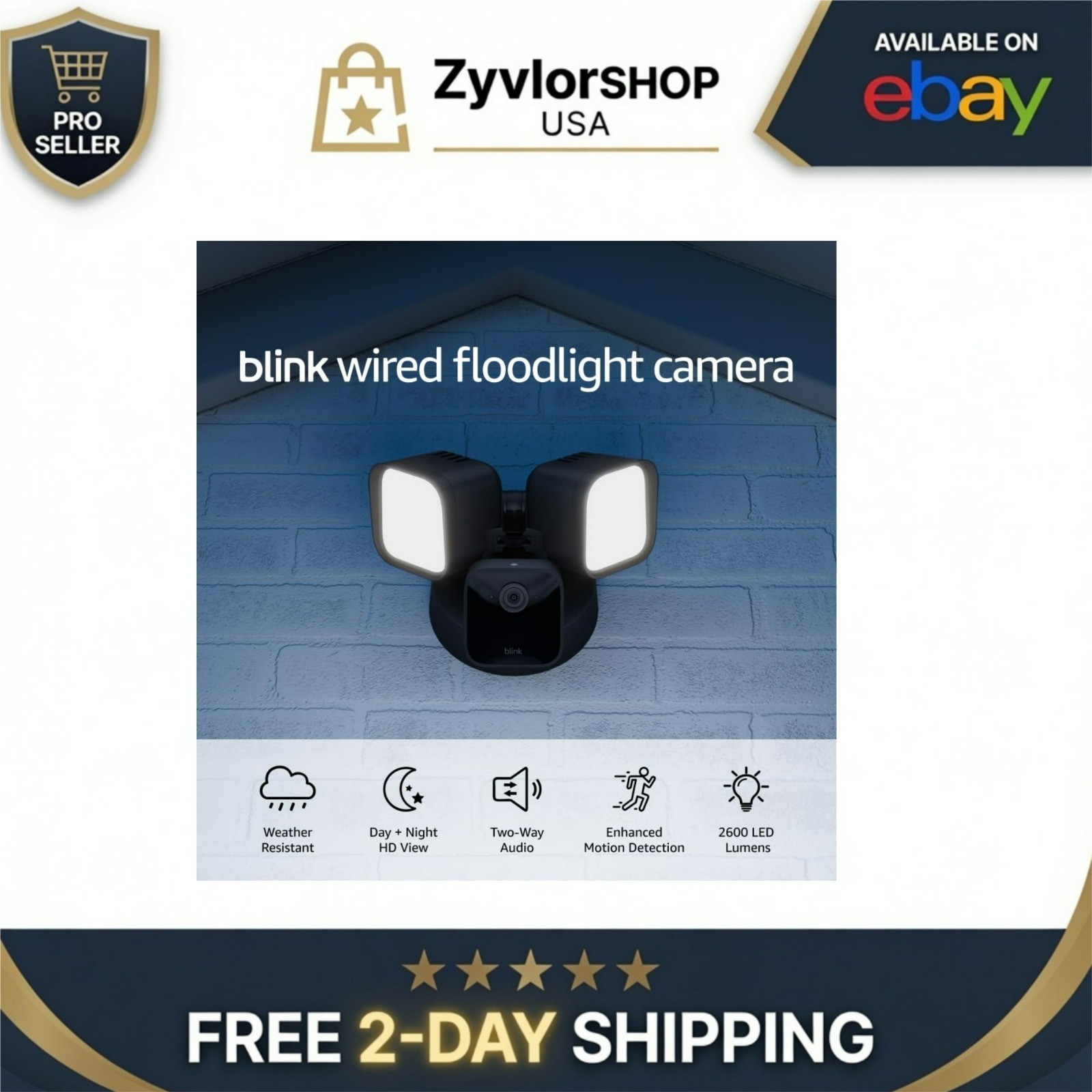 Blink Wired Floodlight Camera – Smart Security Camera, 1080p HD, Alexa