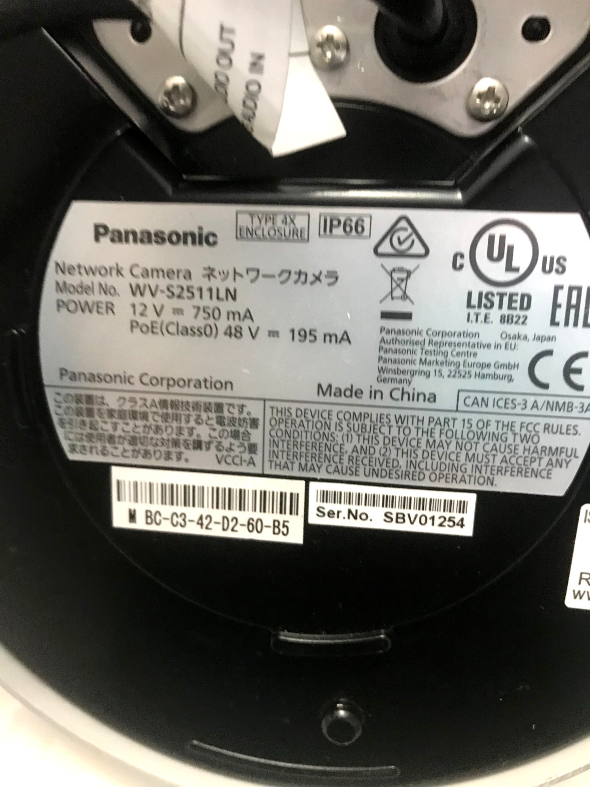 Panasonic WV-S2511LN Network Camera Outdoor Fixed Dome Color Night Vision