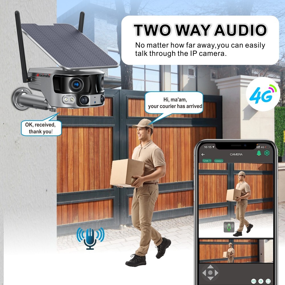 4K 8MP 180° Ultra Wide View Angle 4G Solar Security Camera Outdoor WIFI