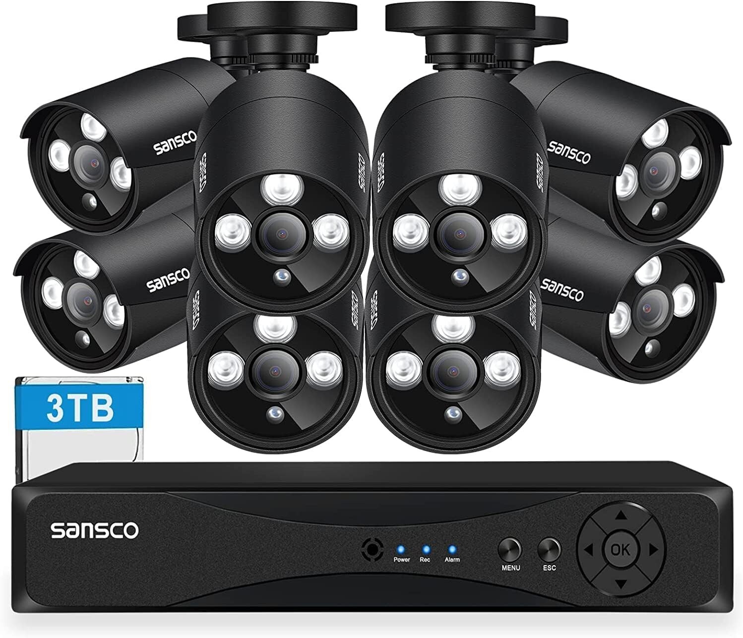 8CH 5MP Lite DVR 1080P Outdoor CCTV Security Camera System Kit Night Vision 3TB