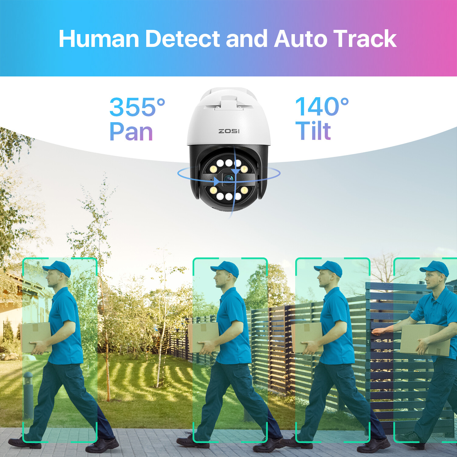 ZOSI 5MP POE Home Security IP Camera AI Vehicle/Voice Activity Alerts 2Way Audio