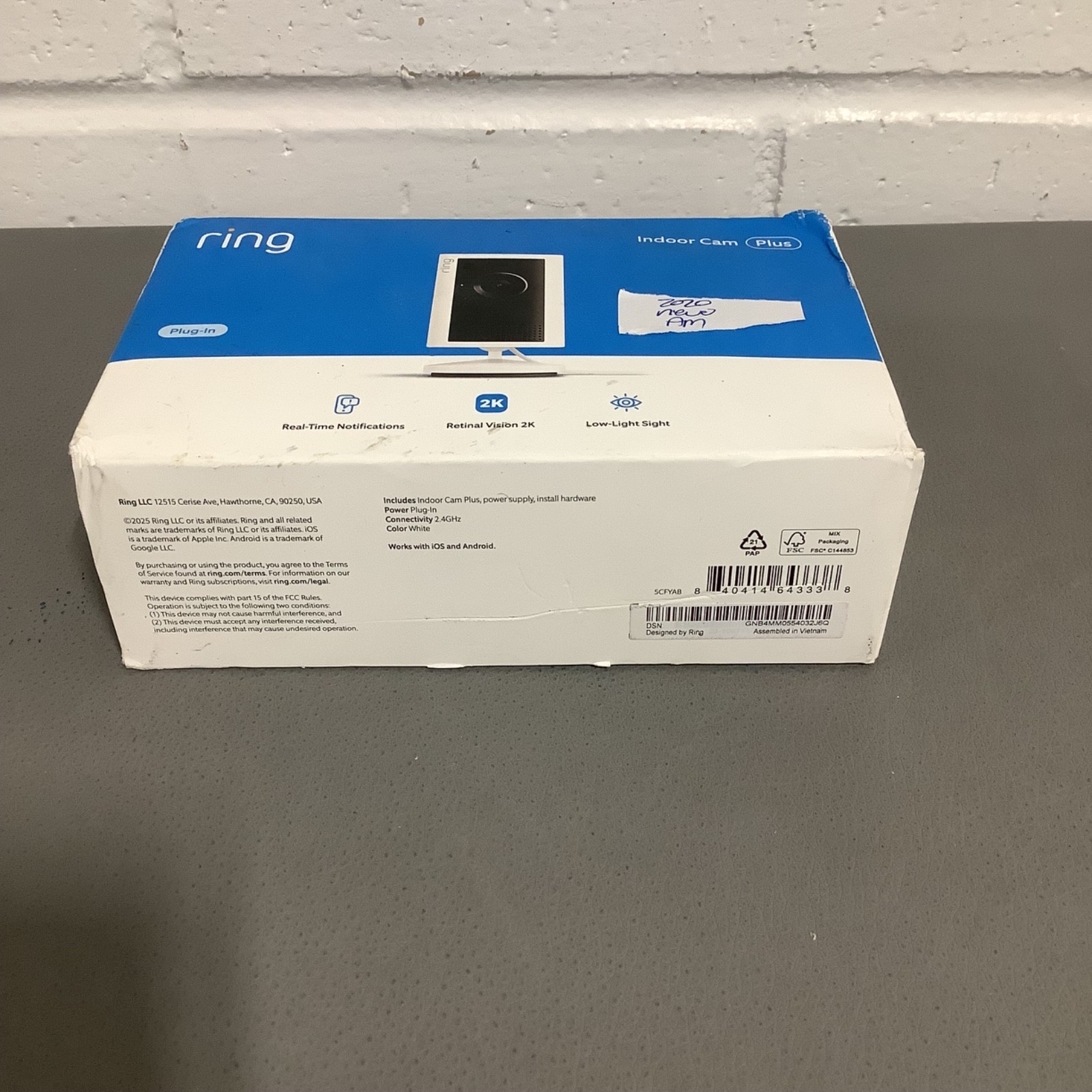 Ring Indoor Cam Plus (Plug in)- Retinal Vision 2K Camera