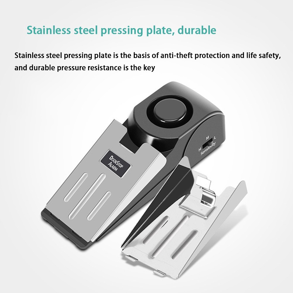 Door Stop Alarm Anti Theft Wedge Portable Wireless Security Stopper Stainless