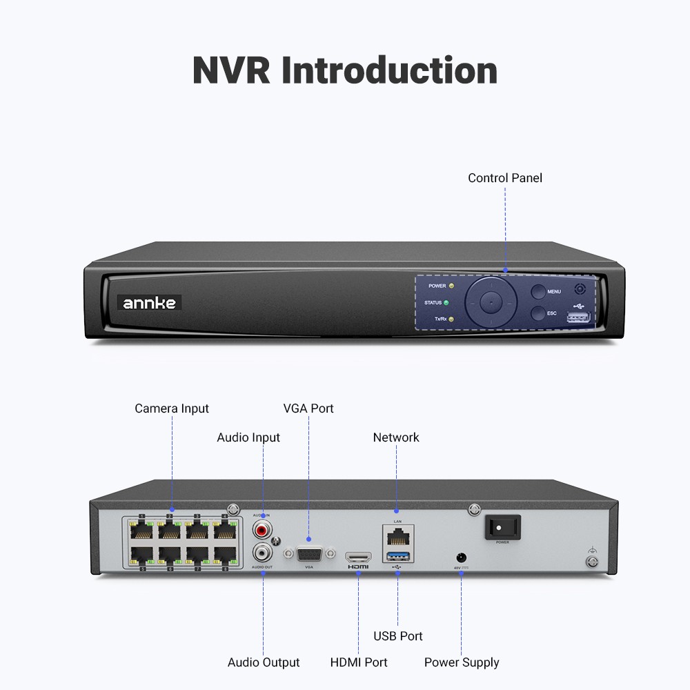 ANNKE 12MP 8CH 16CH NVR 5MP Audio POE Security Camera System AI Detection H.265+