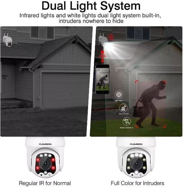 Floureon 5MP 1920P Pan Tilt Outdoor Waterproof WIFI Security Camera Remote View