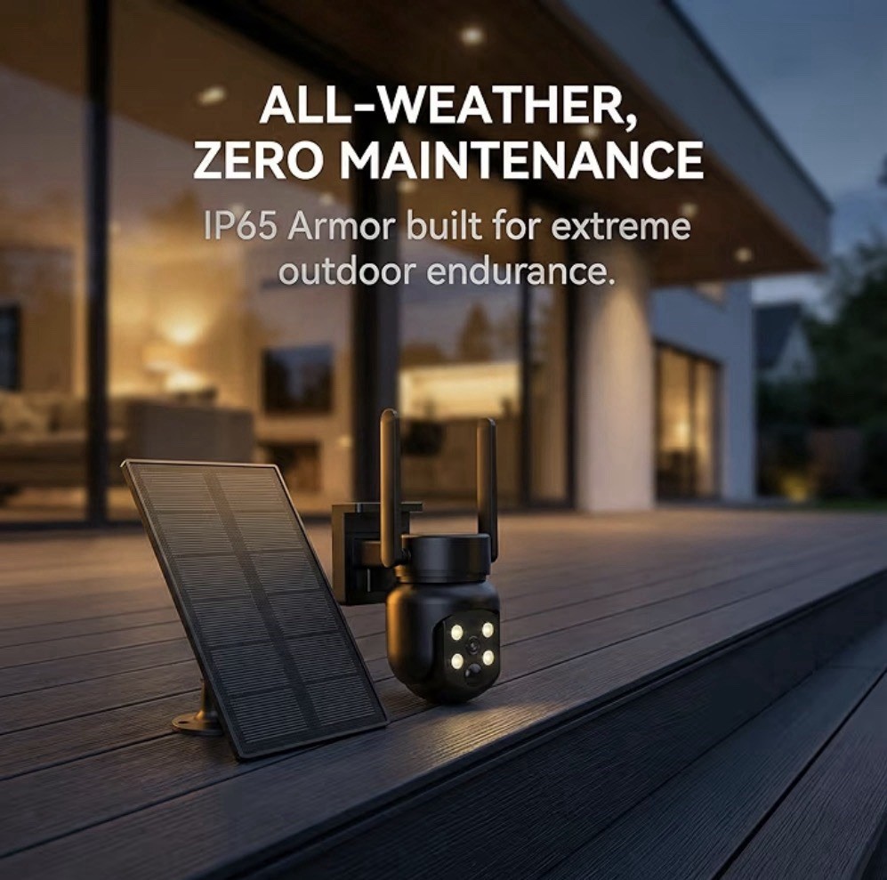 Camera Wireless Outdoor: 2K 360° No WiFi Needed, Solar + 9000 mAh Battery