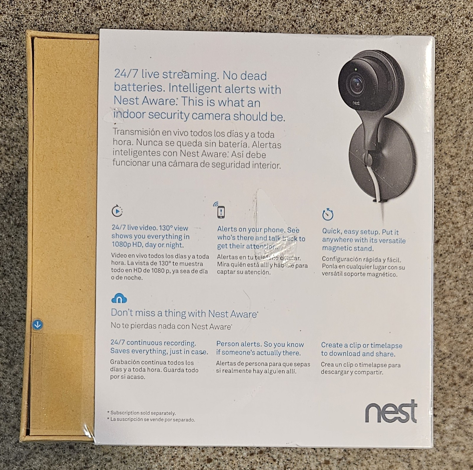 NEST Cam Indoor NC1102ES Security Camera New In Box Unopened