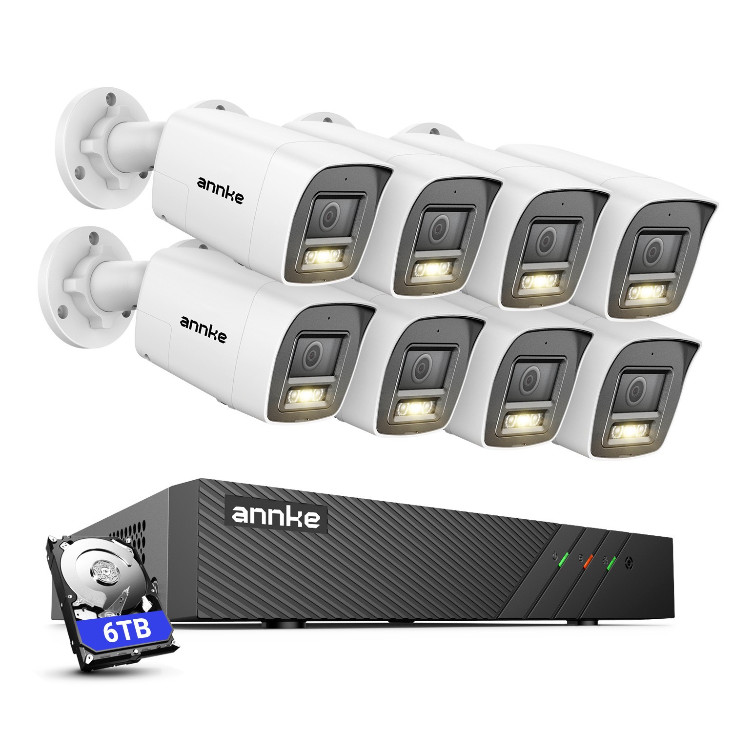 ANNKE 3K POE AI Color Night Security Camera System 2-Way Audio 8CH 8MP NVR IP67